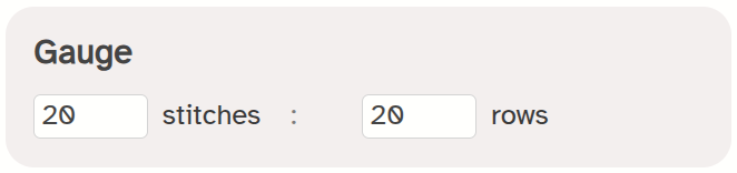 The row and stitch gauge settings.